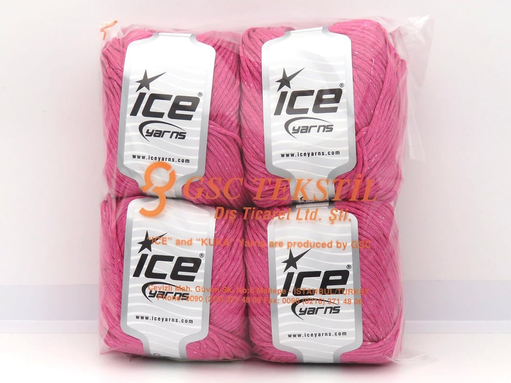 4x100gr. VISCOSE GLITZ Şeker pembe Metalik Simli, Viskon Metalik Simli, Viskon, Yazlık İplikler