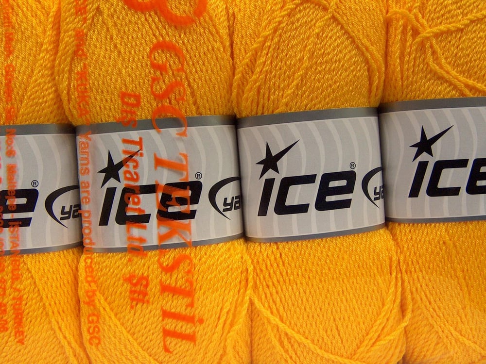 4x100gr. WAYUU Sarı Premium Akrilik Kışlık, Tığ İşi, Düz iplikler, 100% Akrilik