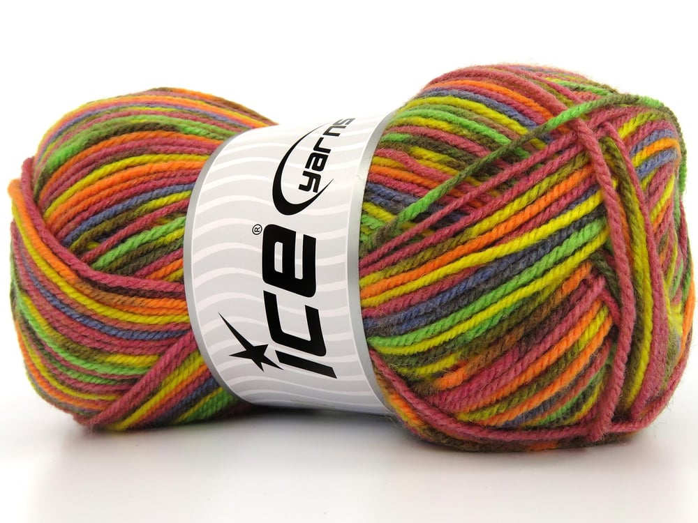 4x100gr. WOOL DESIGN Gökkuşağı Yün, Akrilik Kışlık, Yün, Batik Desenli, Akrilik