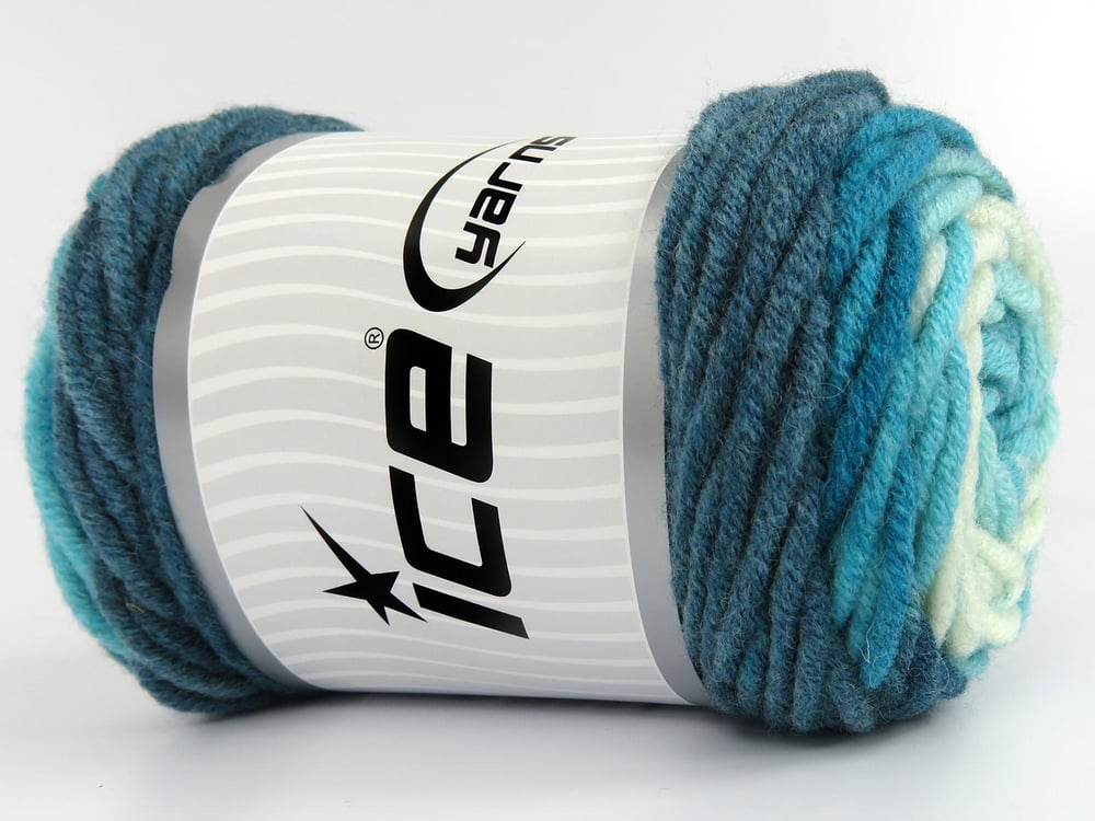 3x100gr. WOOL SUPERBULKY BATIK Turkuaz Tonları Yün, Akrilik Kışlık, Yün, Düz iplikler, Çok Kalın, Batik Desenli, Akrilik