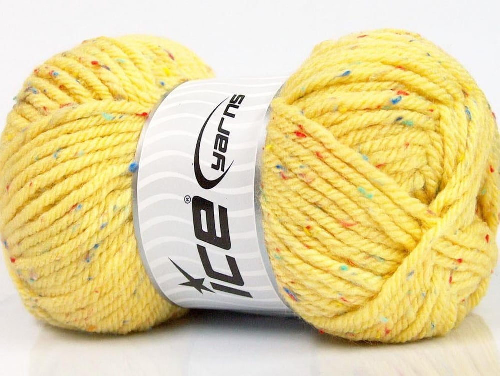4x100gr. WOOL TWEED SUPERBULKY Sarı Viskon, Yün, Akrilik Kışlık, Yün, Noktalı, Çok Kalın