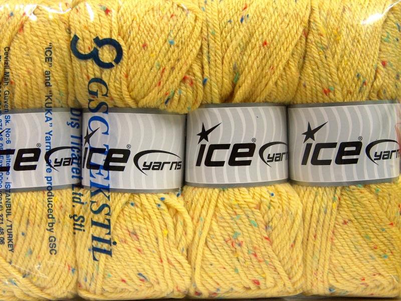 4x100gr. WOOL TWEED SUPERBULKY Sarı Viskon, Yün, Akrilik Kışlık, Yün, Noktalı, Çok Kalın