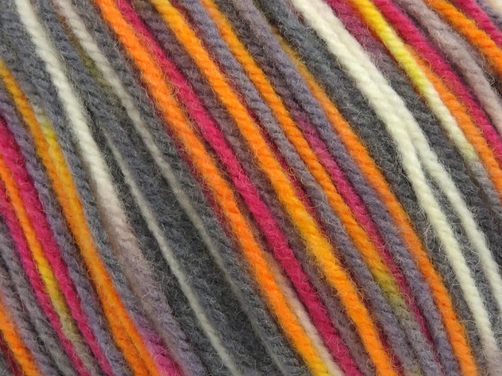 4x100gr. WOOL VARICOLOR WORSTED Krem, Turuncu, Gri, Fuşya Yün, Akrilik Kışlık, Yün, Batik Desenli, Worsted, Akrilik