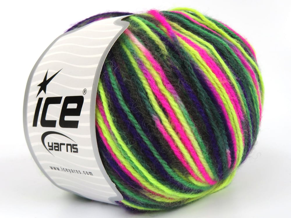 4x100gr. WOOL VARICOLOR WORSTED Mor, Fuşya, Yeşil Tonları Yün, Akrilik Kışlık, Yün, Batik Desenli, Worsted, Akrilik