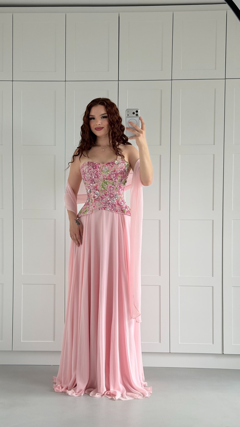 Majeste Özel Şifon Abiye Pembe