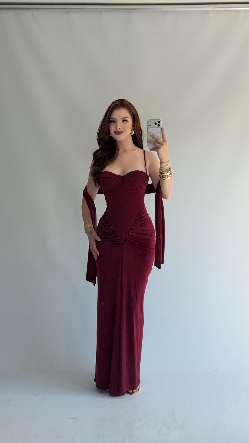 Belladonna Fularlı Elbise Bordo