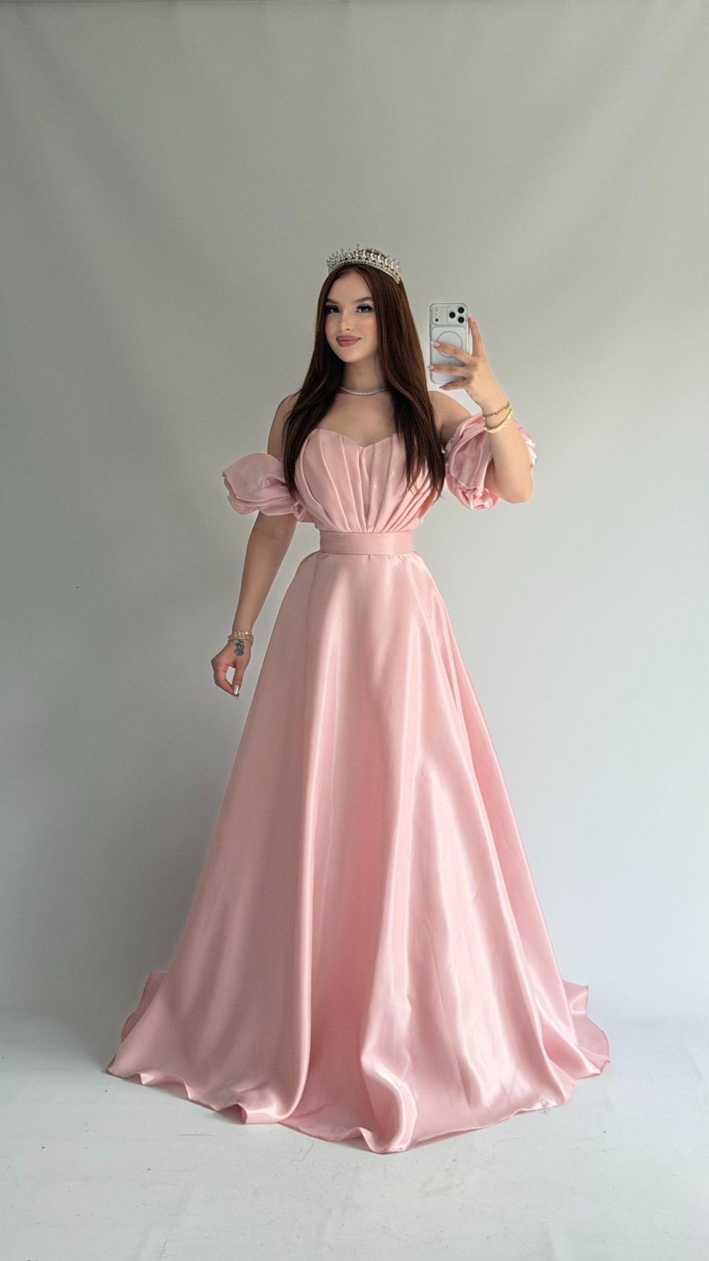 فستان سهرة ساتان Anastasia بودرة