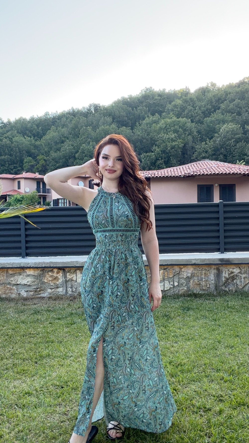 Siena Etnik Elbise Yeşil 