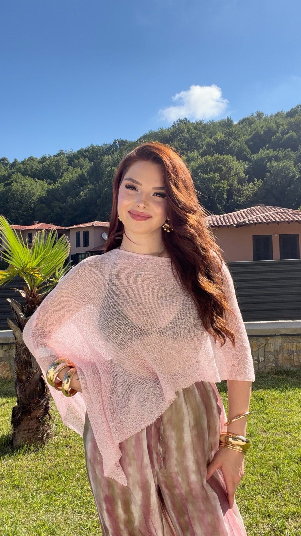 Charm İnce Salaş Triko Crop Pembe