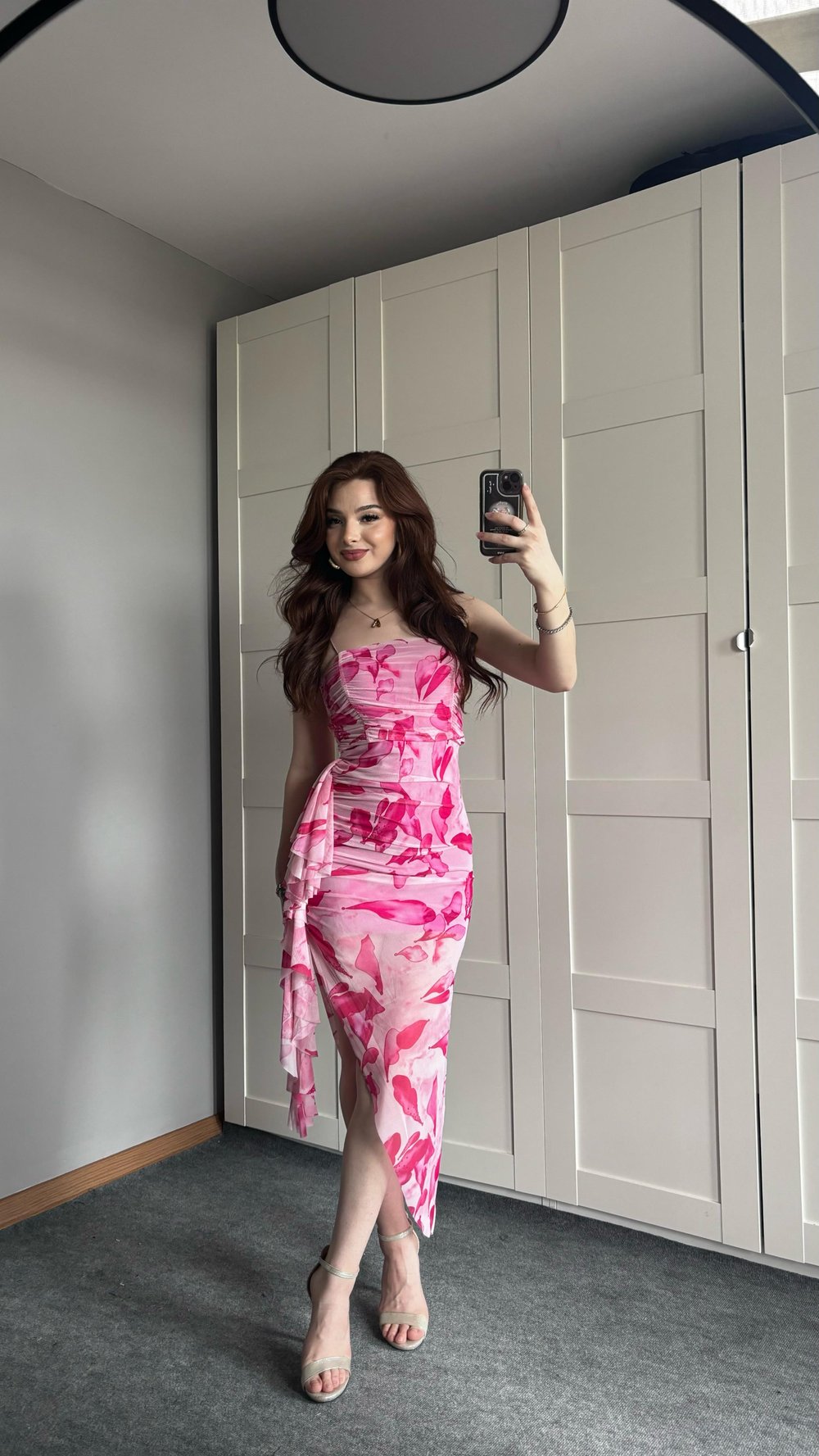Asimeteik Kesim Pembe Elbise