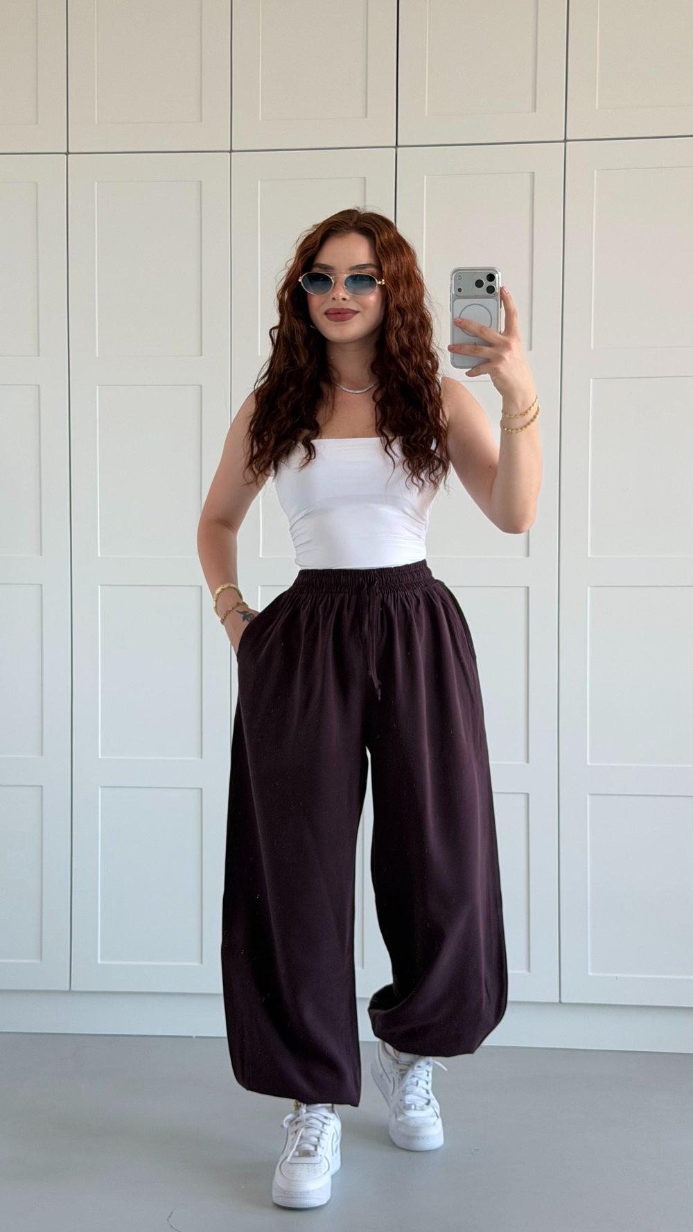 Sensual Tyre Fitting Maroon Jeans