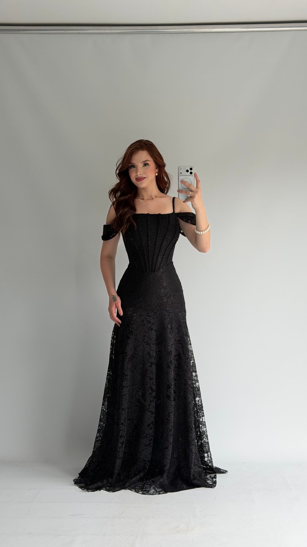 Valeria Lace Evening Dress Black