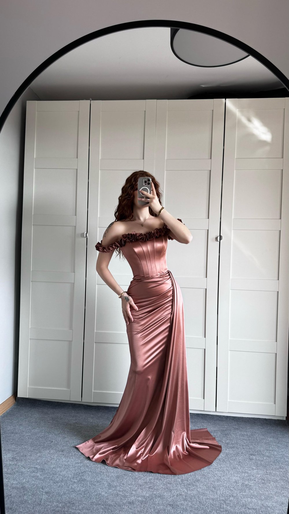 Bellamy Rose Gold Çiçekli Balık Abiye