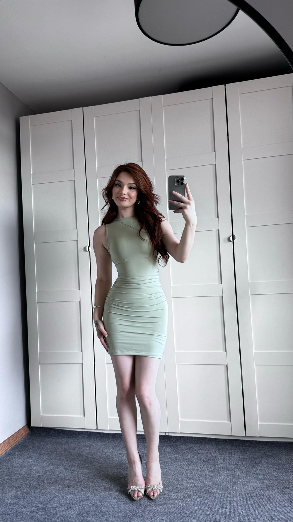Bershka Drapeli Mini Mint Yeşil Elbise