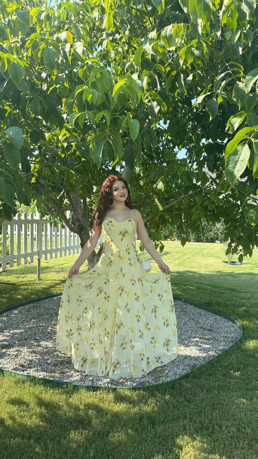 Çiçekli Sarı Efil Elbise