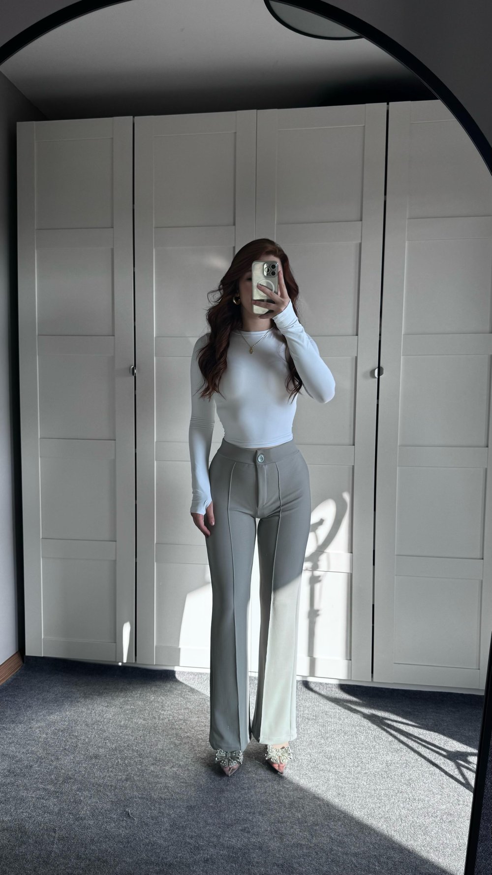 Çımalı Likralı Plazzo Pantolon Gri 