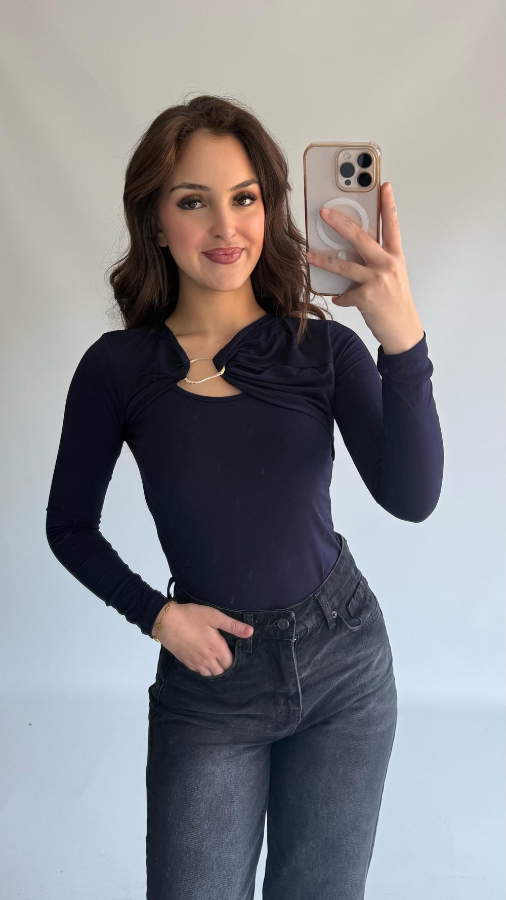 Deba Demir Detaylı Bluz Lacivert