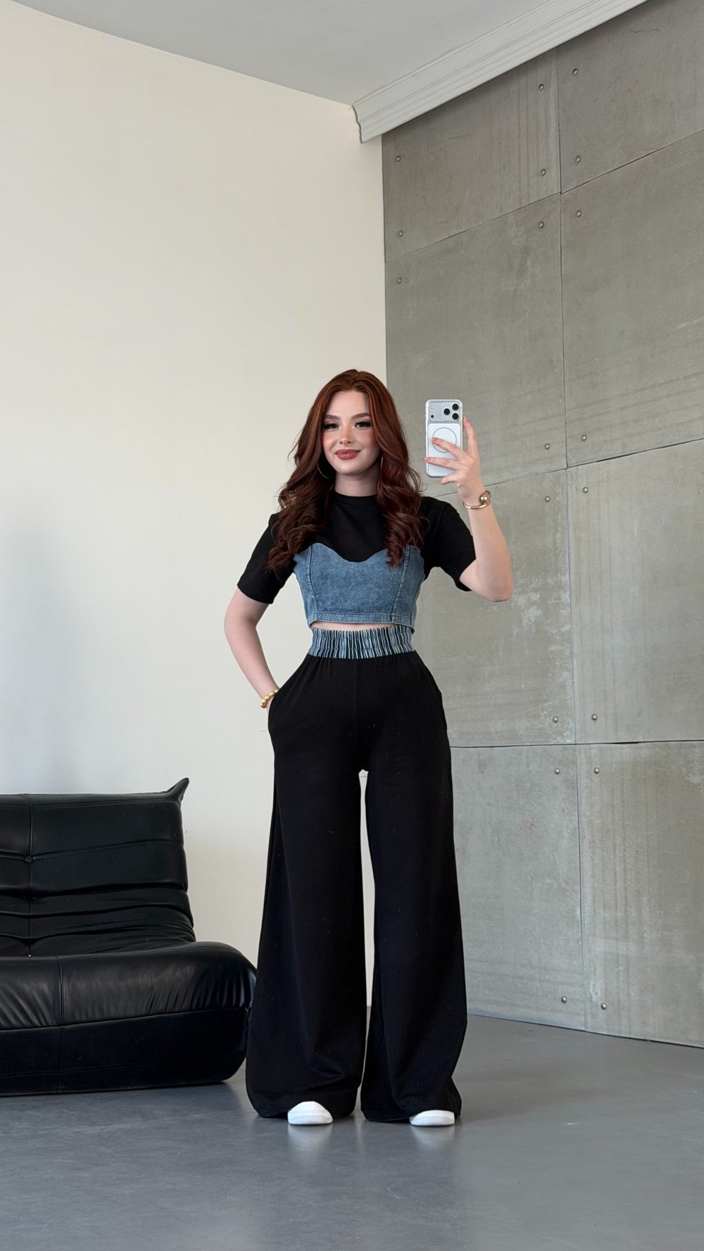Denim Mix Takım Syah