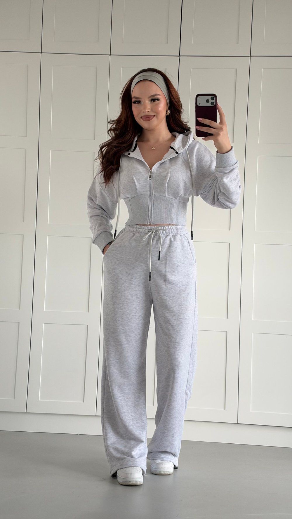 Sculpt Fit Üç İplik Kapüşonlu Takım Gri