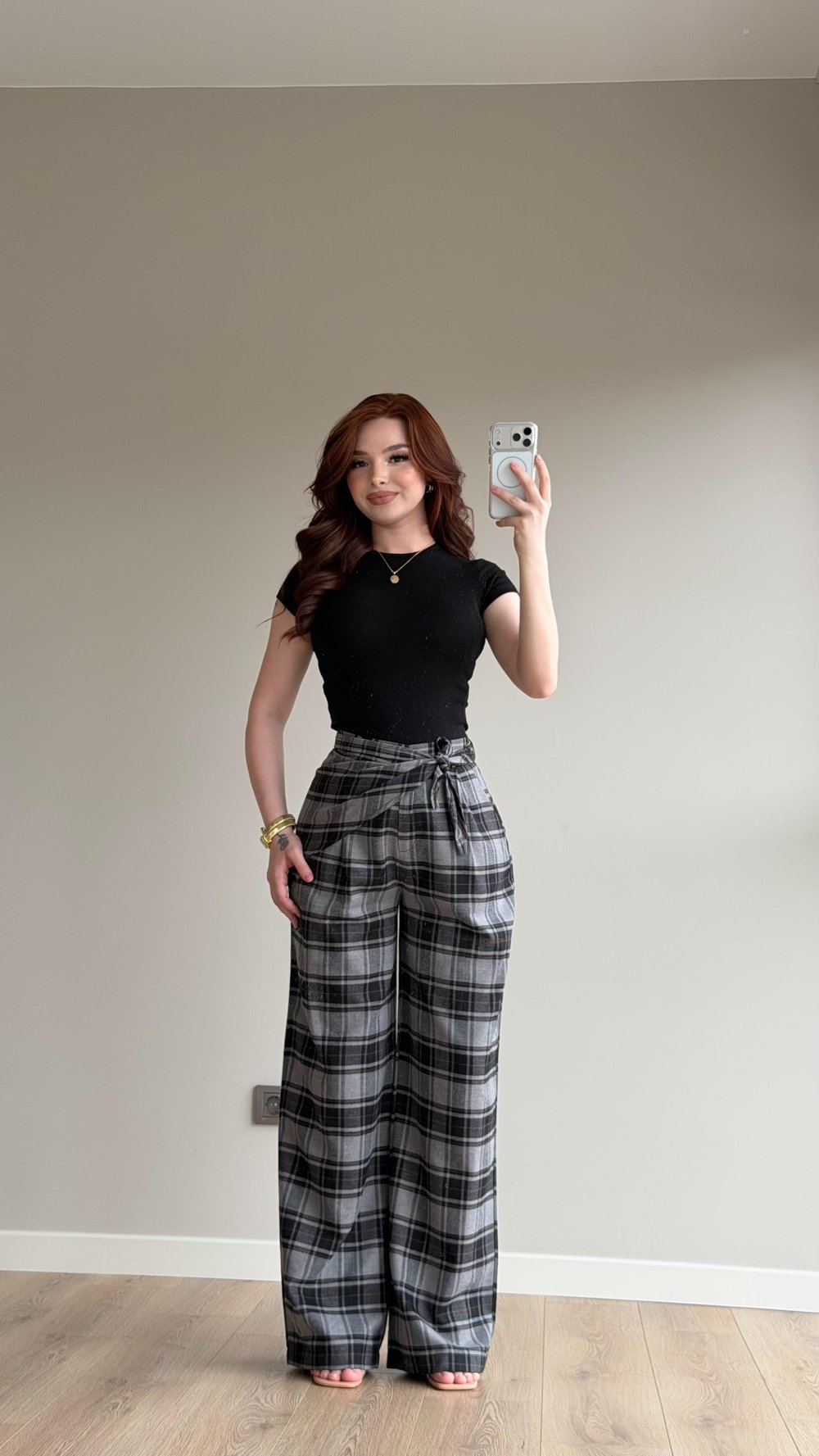 Ekose Şallı Pantolon Siyah
