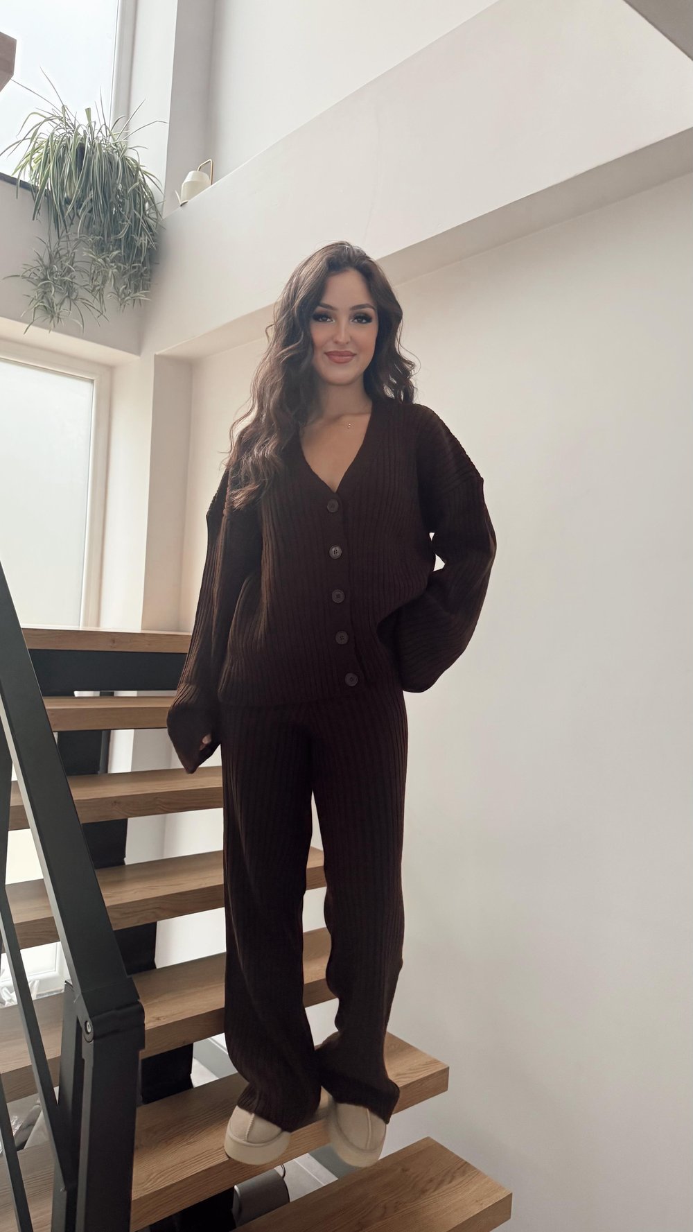 Elie Düğmeli Hırka Takım Acı Kahverengi