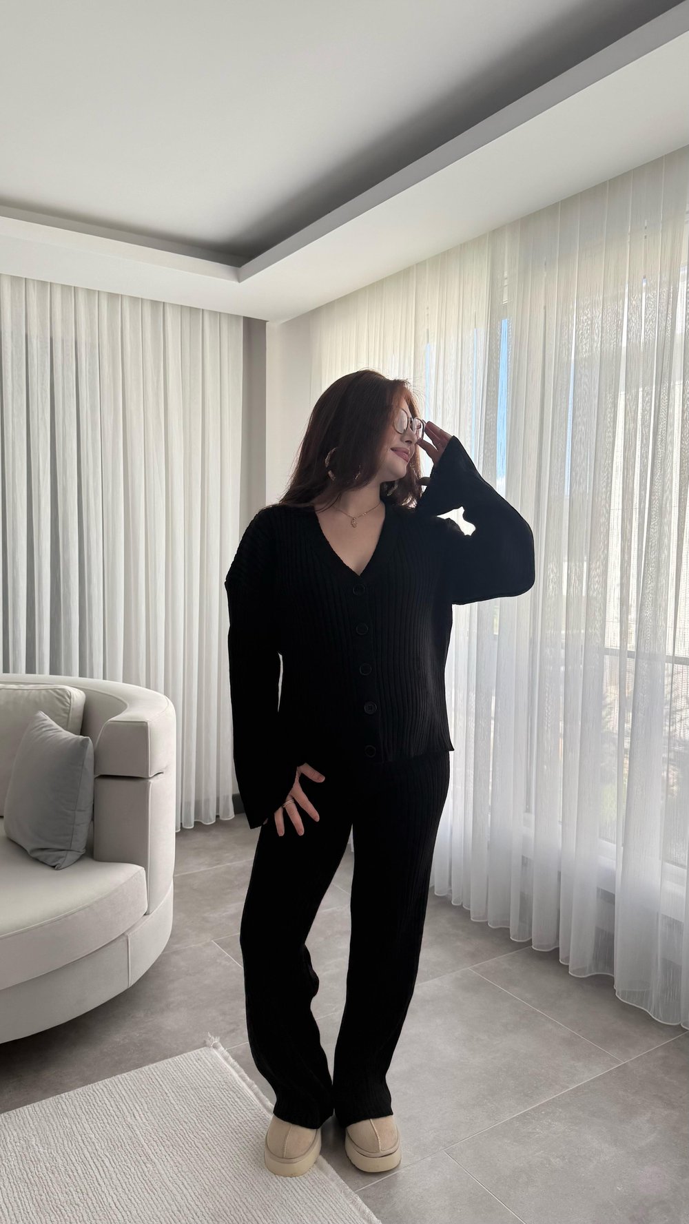 Elie Düğmeli Hırka Takım Siyah