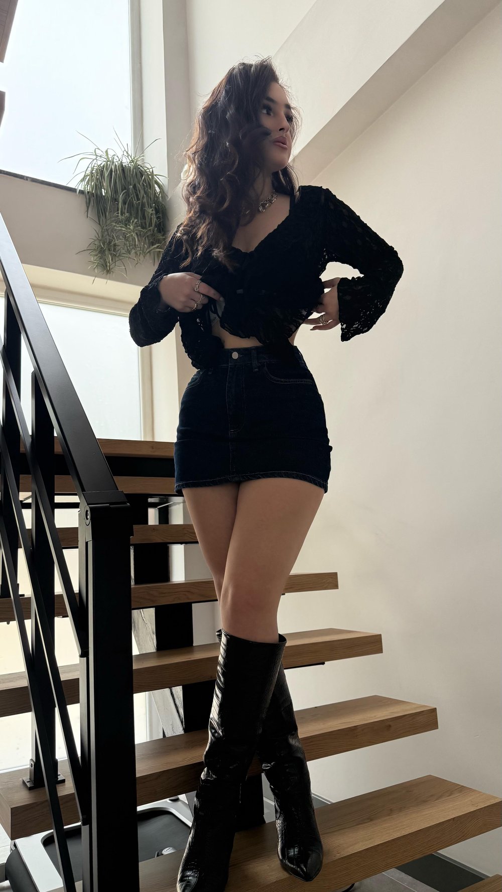 Fermuarlı Kot Etek Lacivert