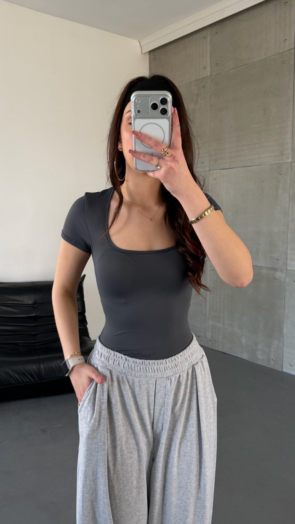Fit Gösteren Basic Tişört Gri