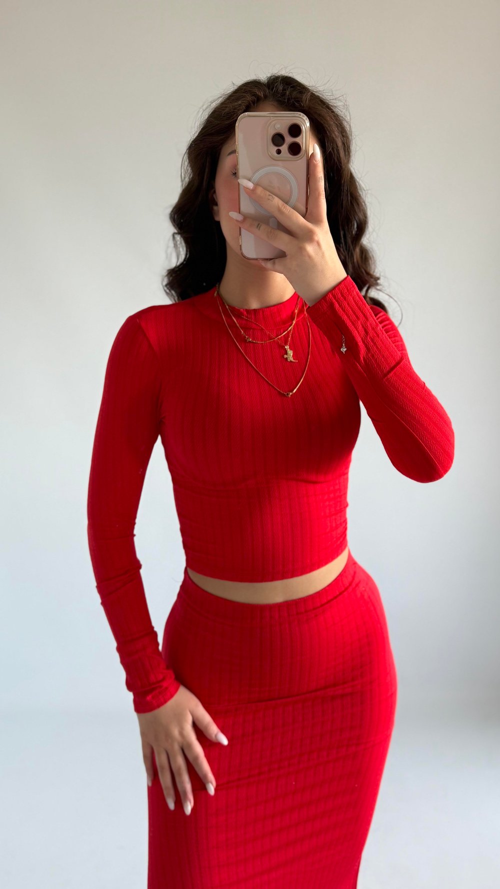 Fitilli Tayt Crop Kırmızı Kampanya