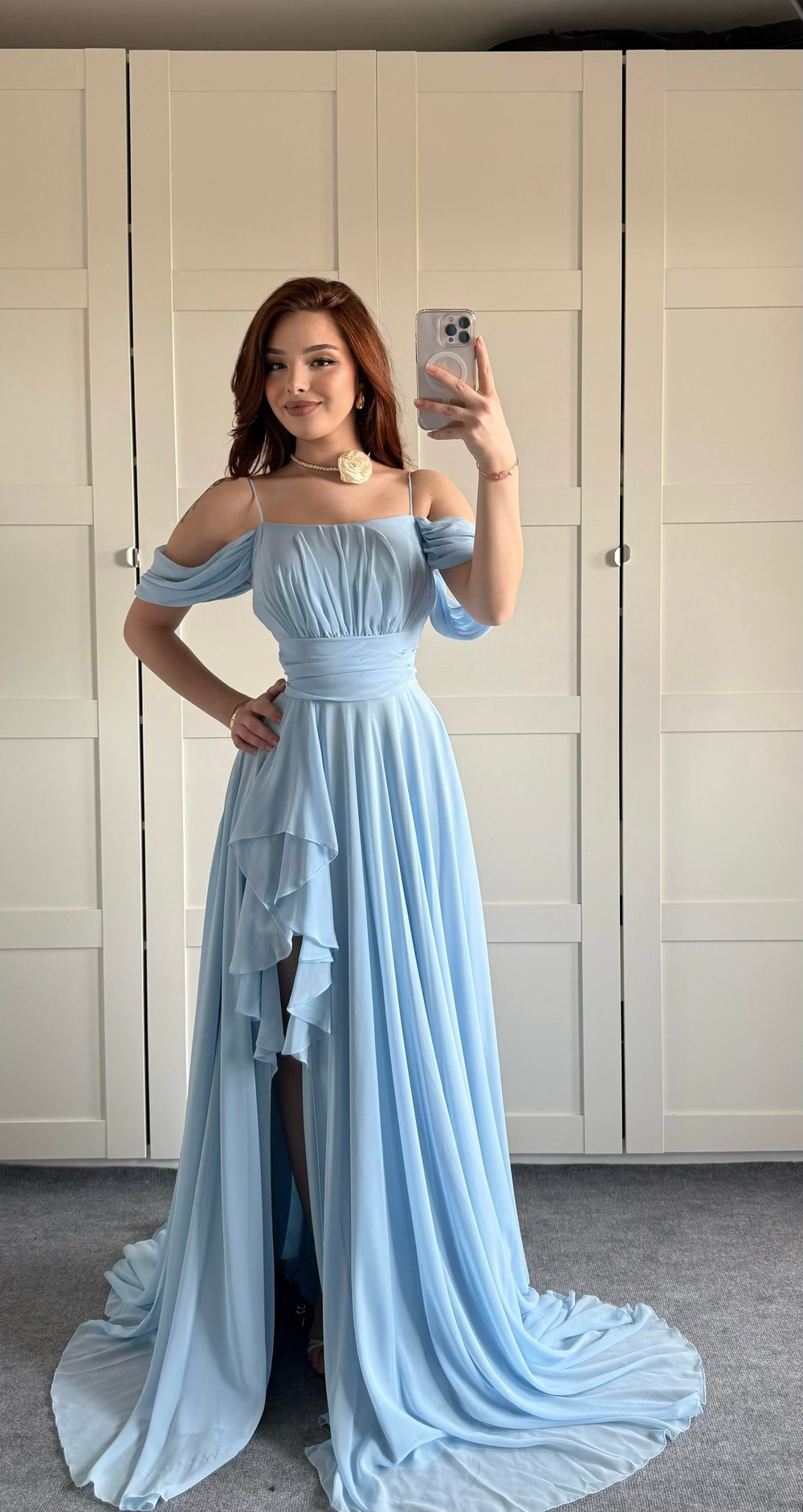 Helen Şifon Abiye Bebe Mavisi