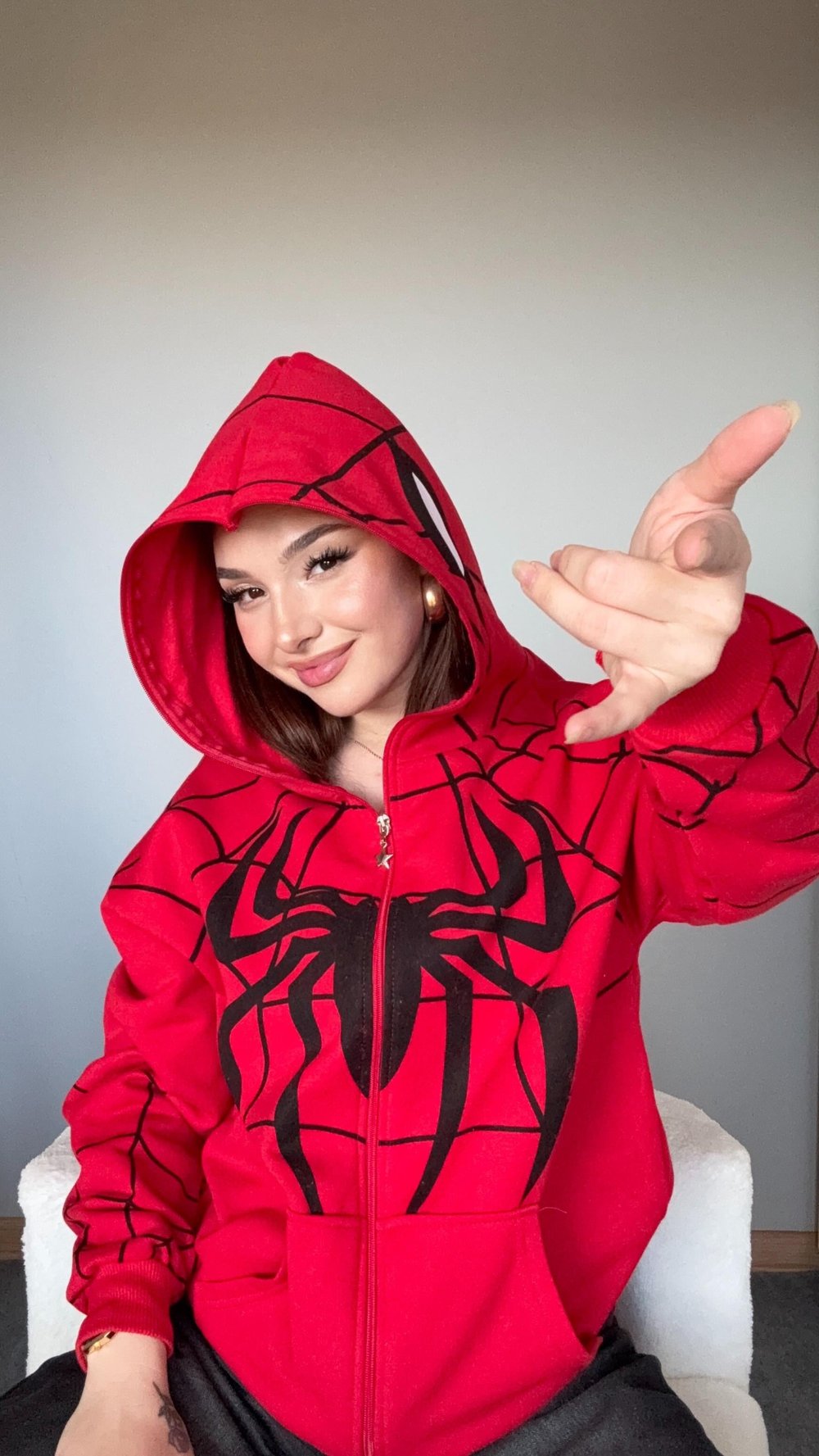 İconic Spider Sweat Hırka Kırmızı 