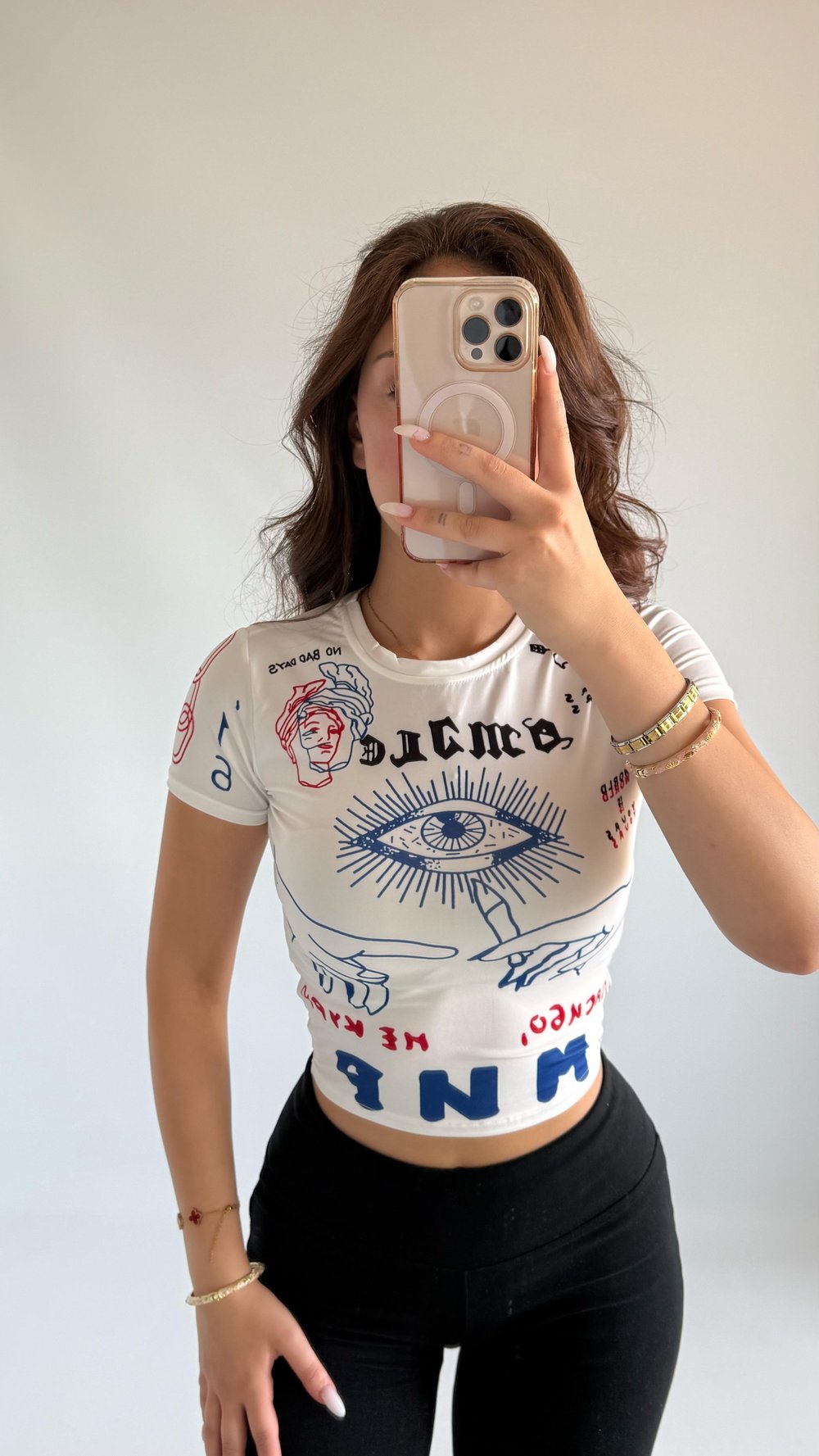 İllu Baskılı Crop Renkli