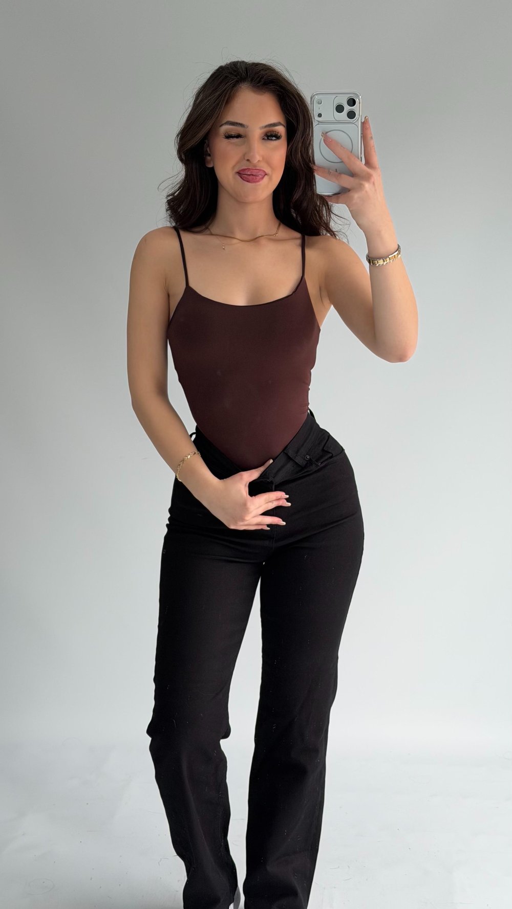 İp Askılı Bodysuit Kahverengi
