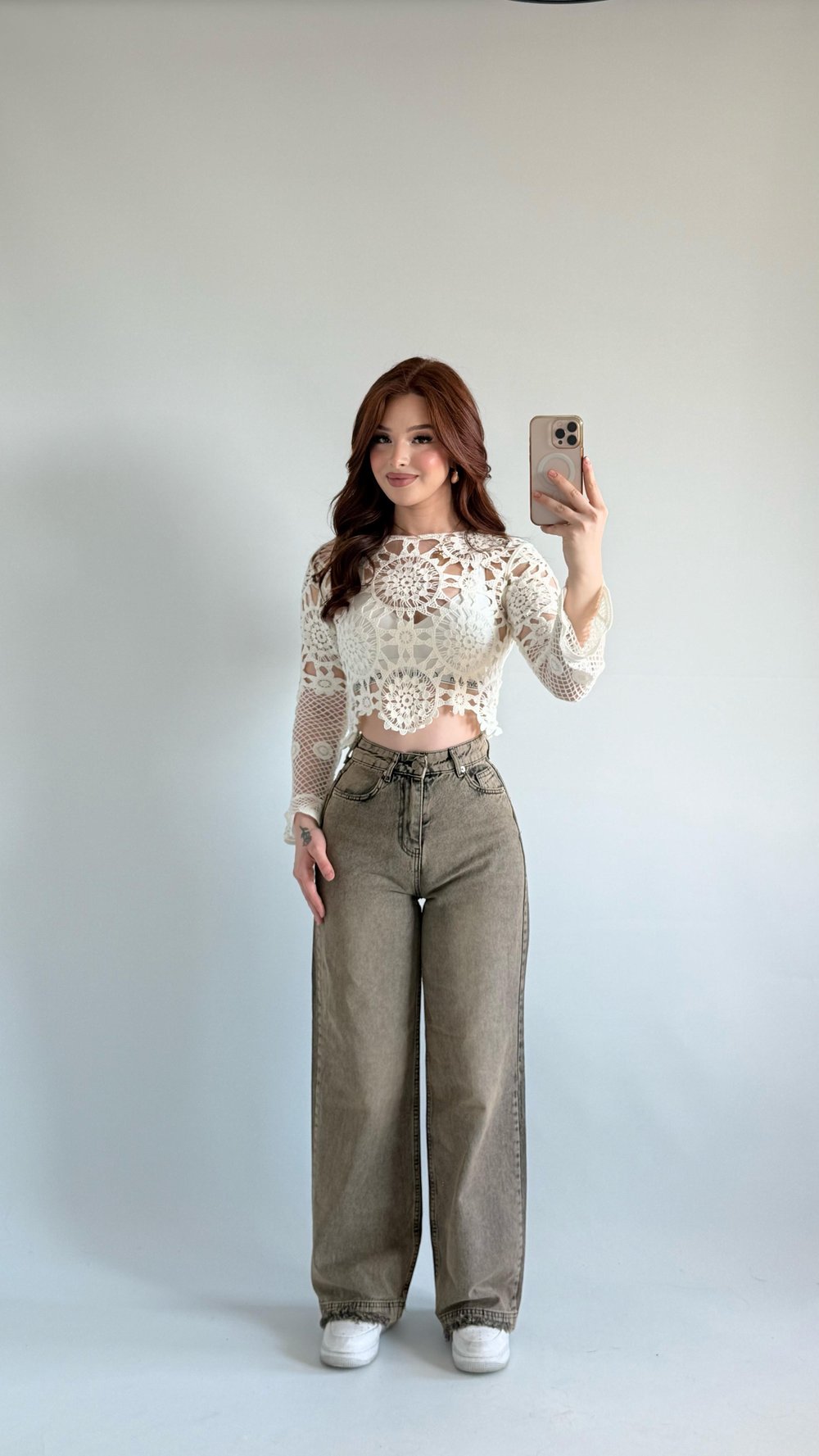 Jennifer Wide Leg Pantolon Kahve Tintli