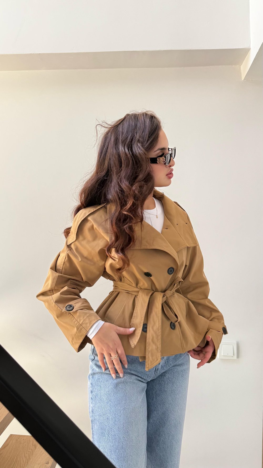 Kısa Trend Trenç Camel