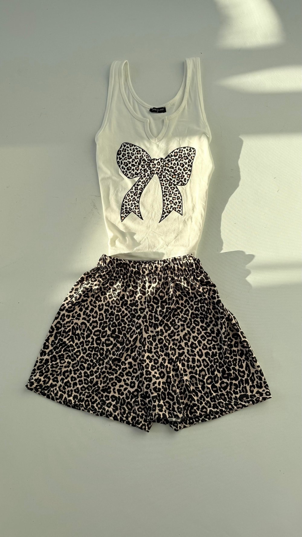 Kurdele Şort Takım Leopar
