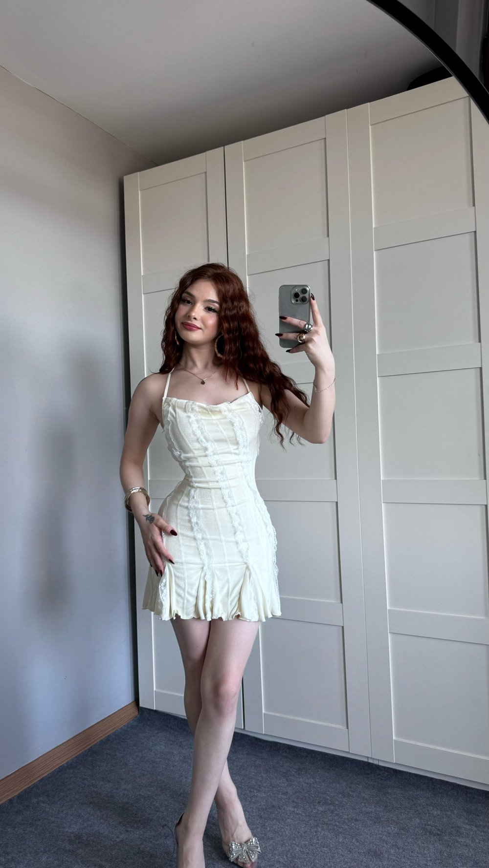 Layla Ekru Elbise