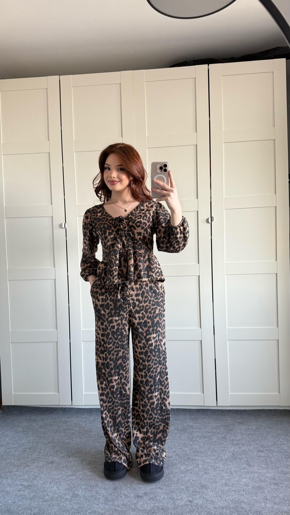 Leopar gömlek pantolon Takım 