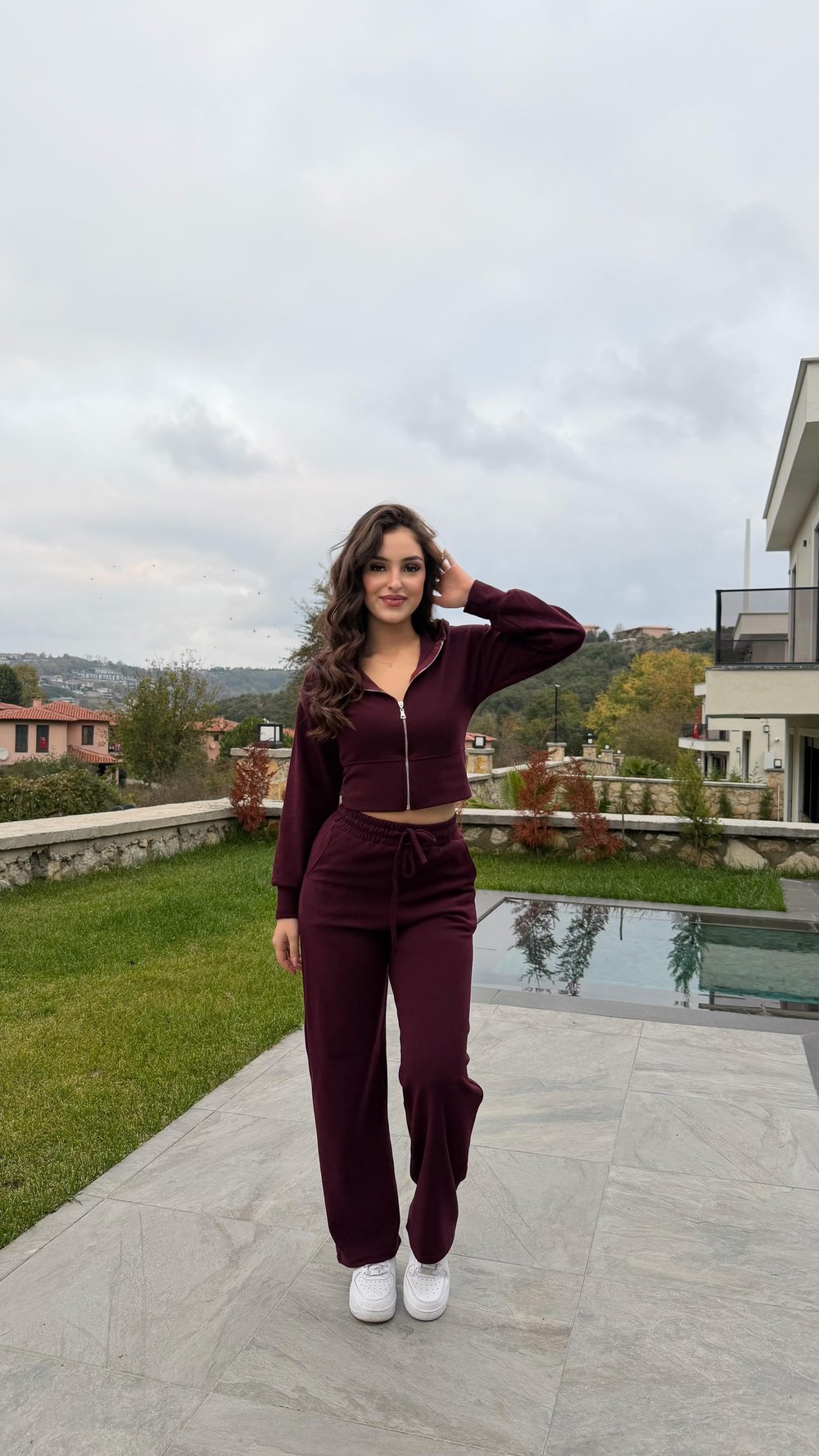 Love Selanik Hırka Takım Bordo