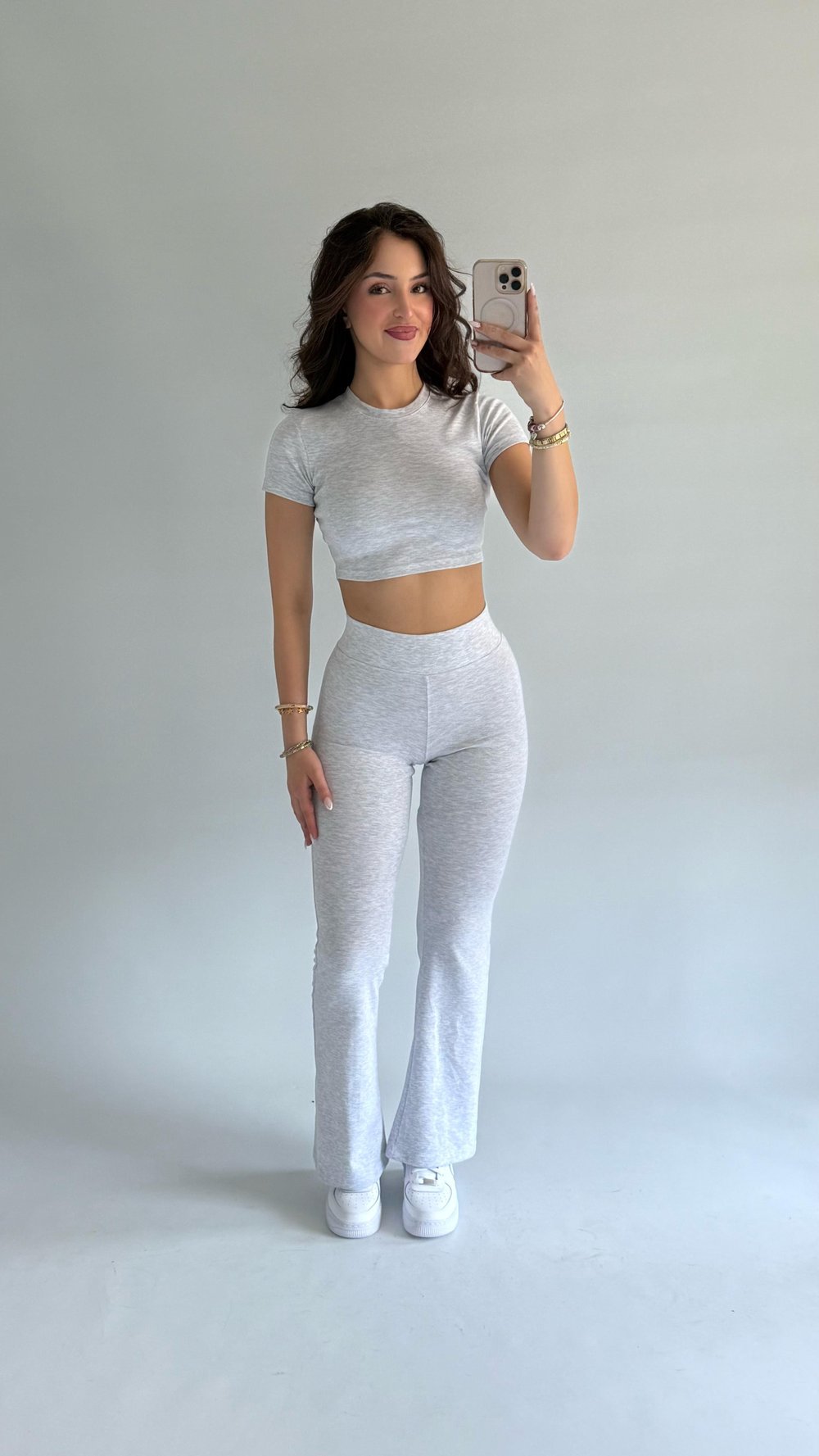 Marka Crop Eşofman Takım Gri