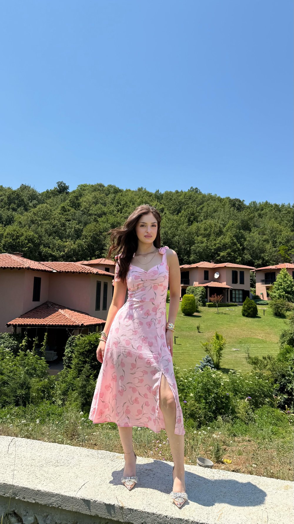 Massha Çiçekli Elbise Pembe