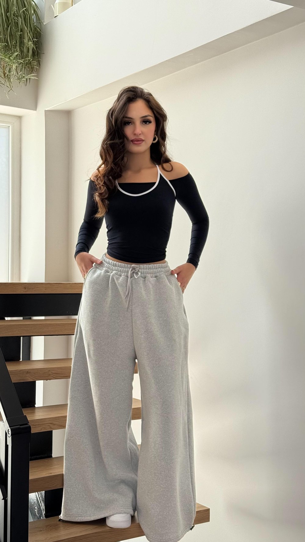 Oversize Baggy İçi Polarlı Eşofman Gri