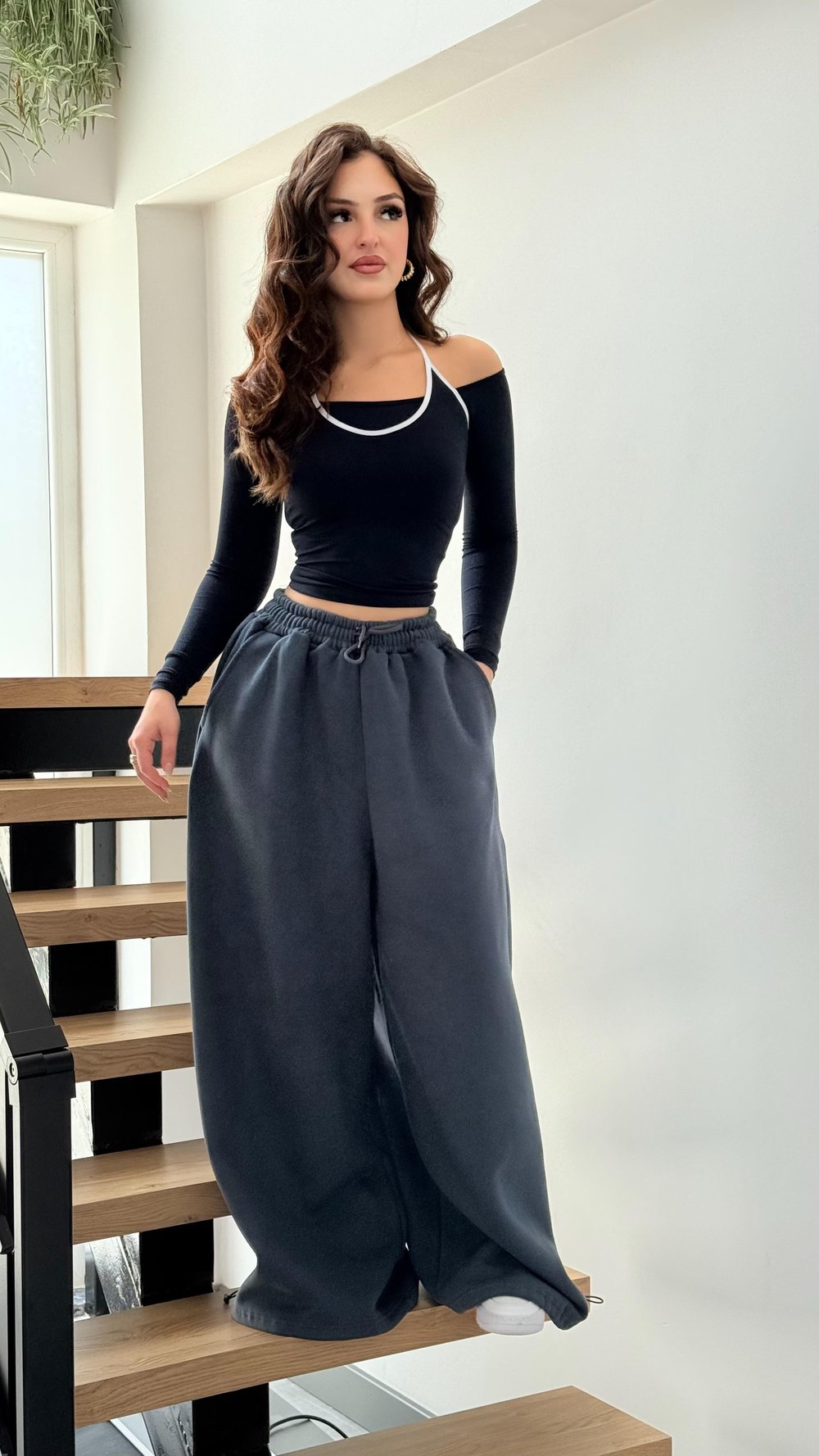 Oversize Baggy İçi Polarlı Eşofman İndigo