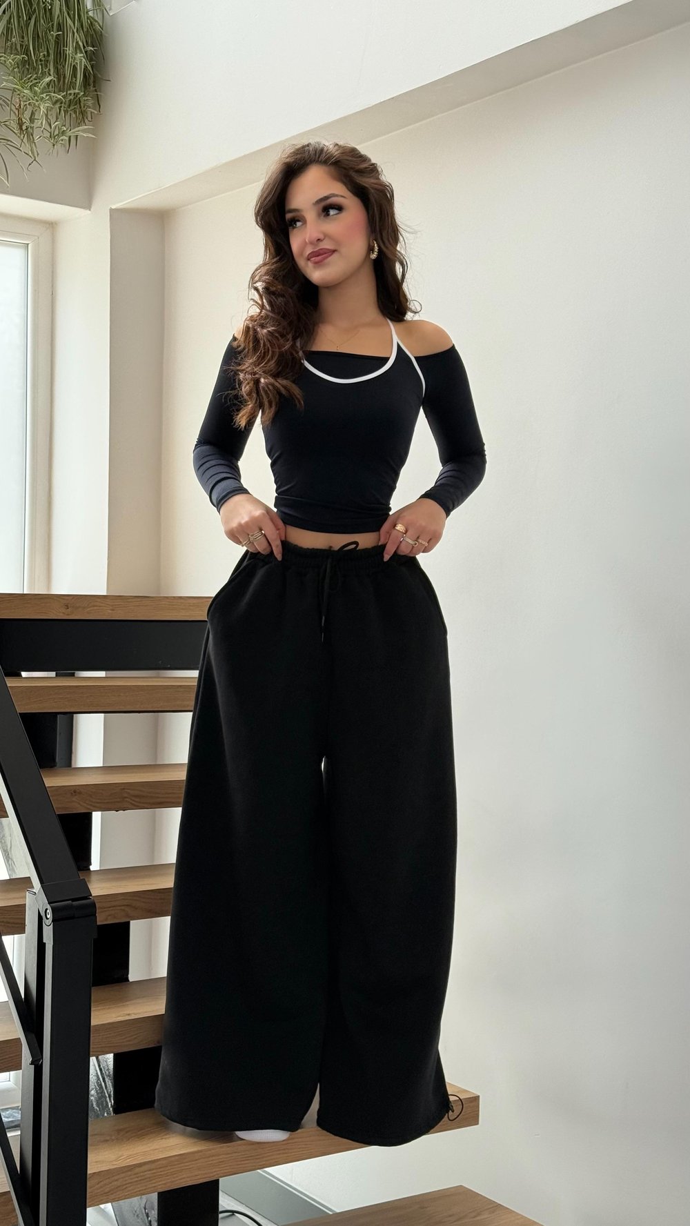 Oversize Baggy İçi Polarlı Eşofman Siyah