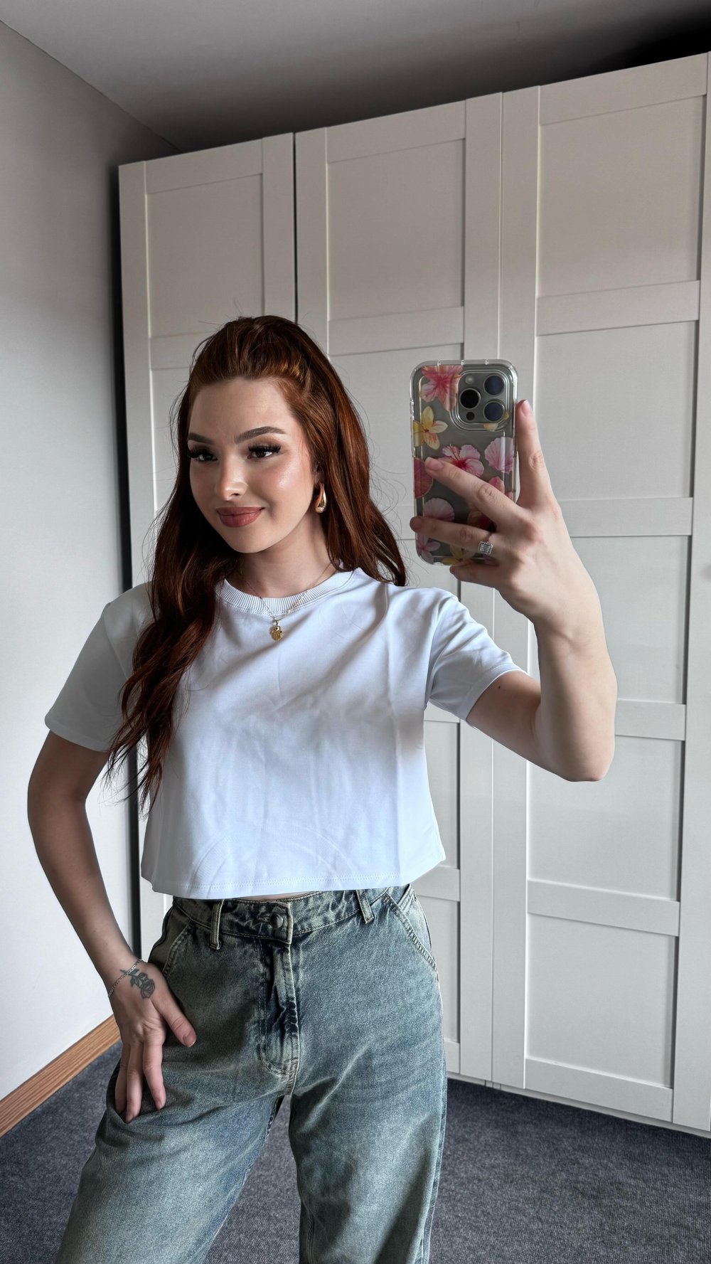 Oversize Crop Tişört Beyaz