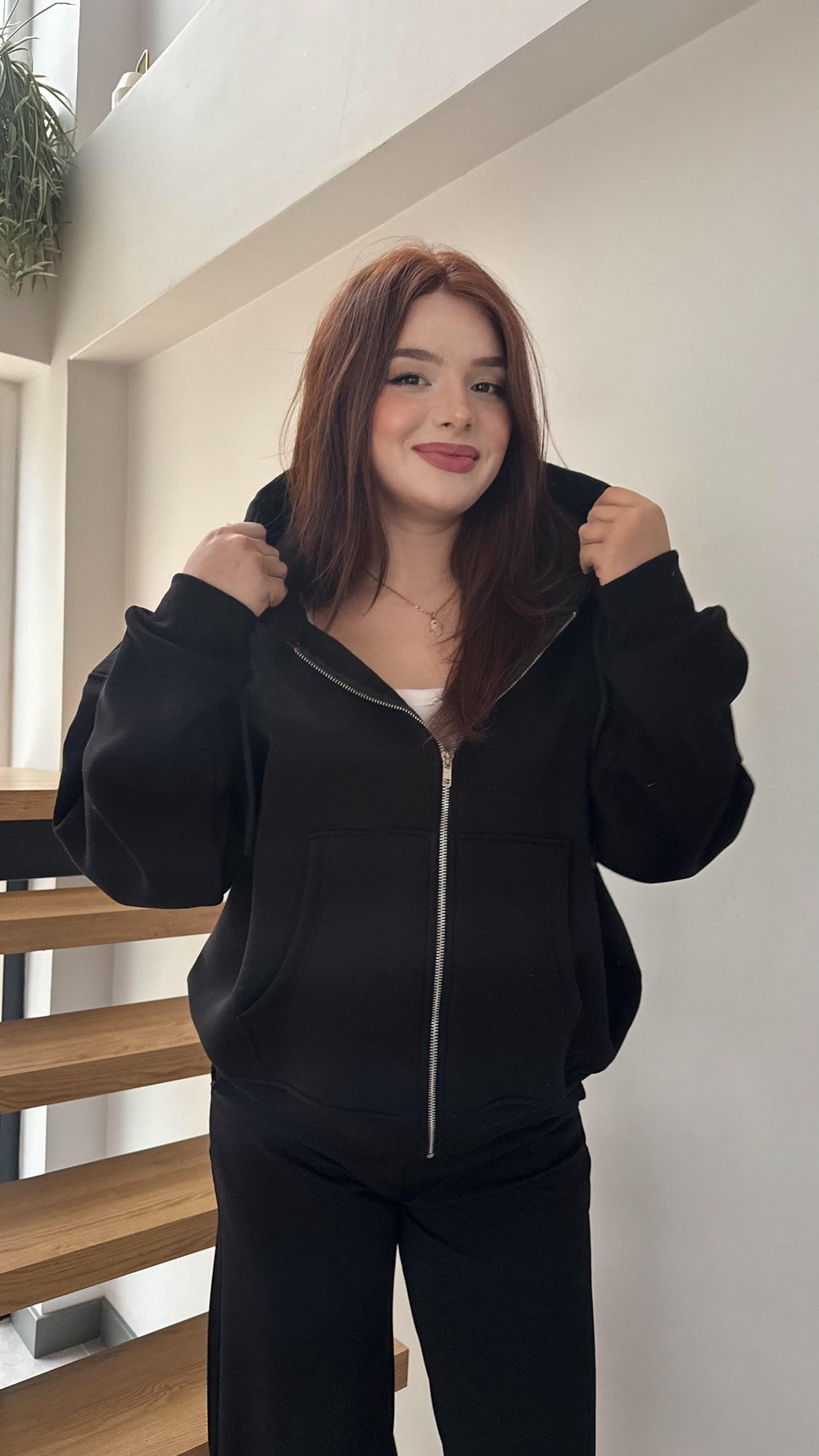 Oversize Üç İplik Hırka Siyah