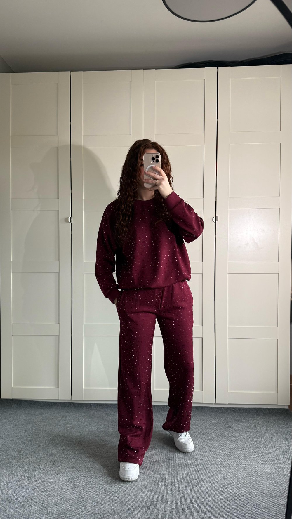 Oysh Taşlı Eşofman Takımı Bordo
