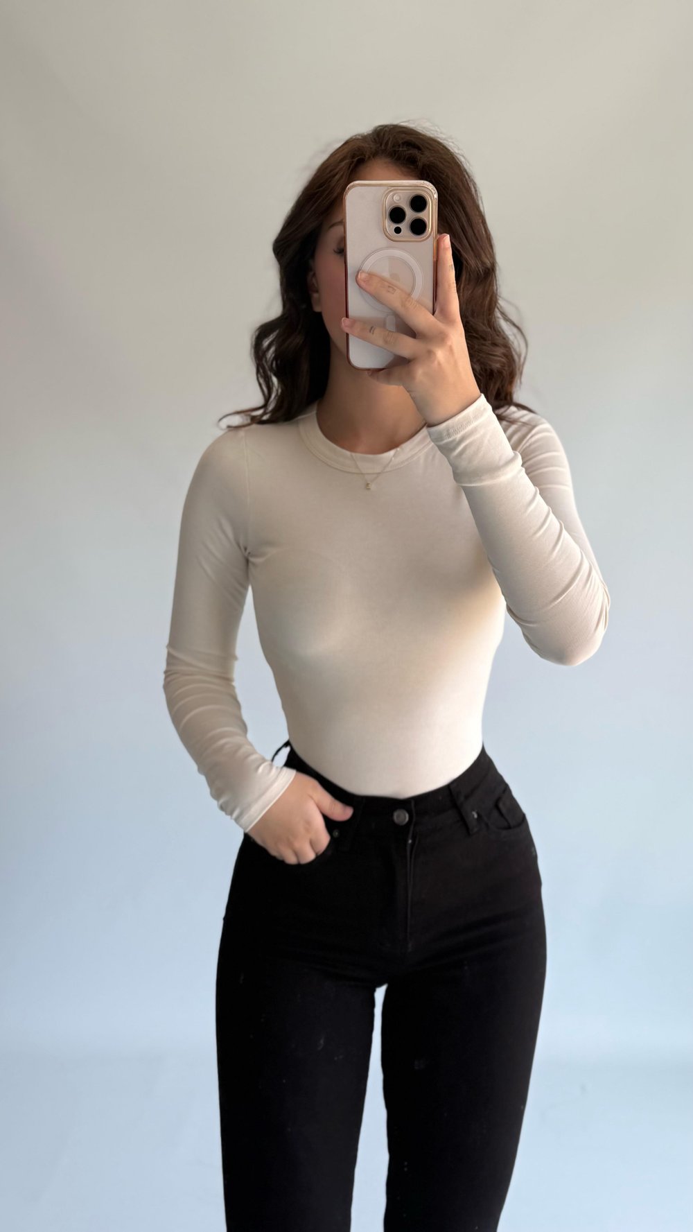 Pamuklu HM Uzun Kollu Body Ekru