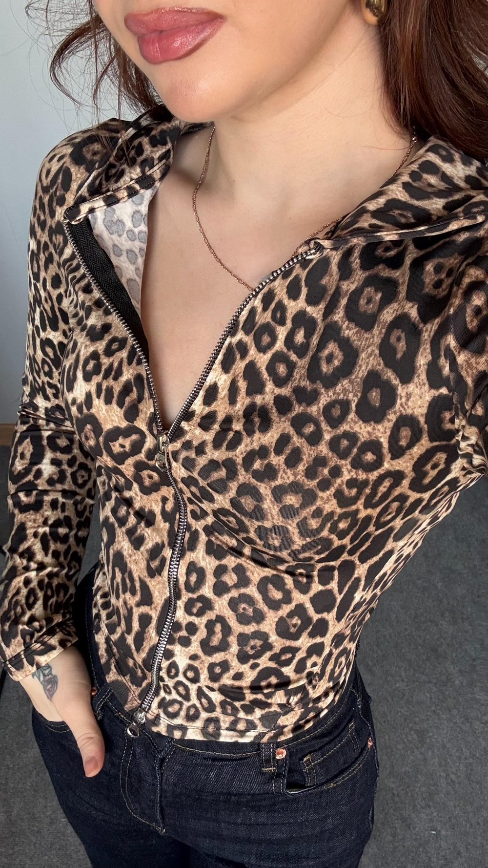Range Mom Kapüşonlu  Hırka Leopar