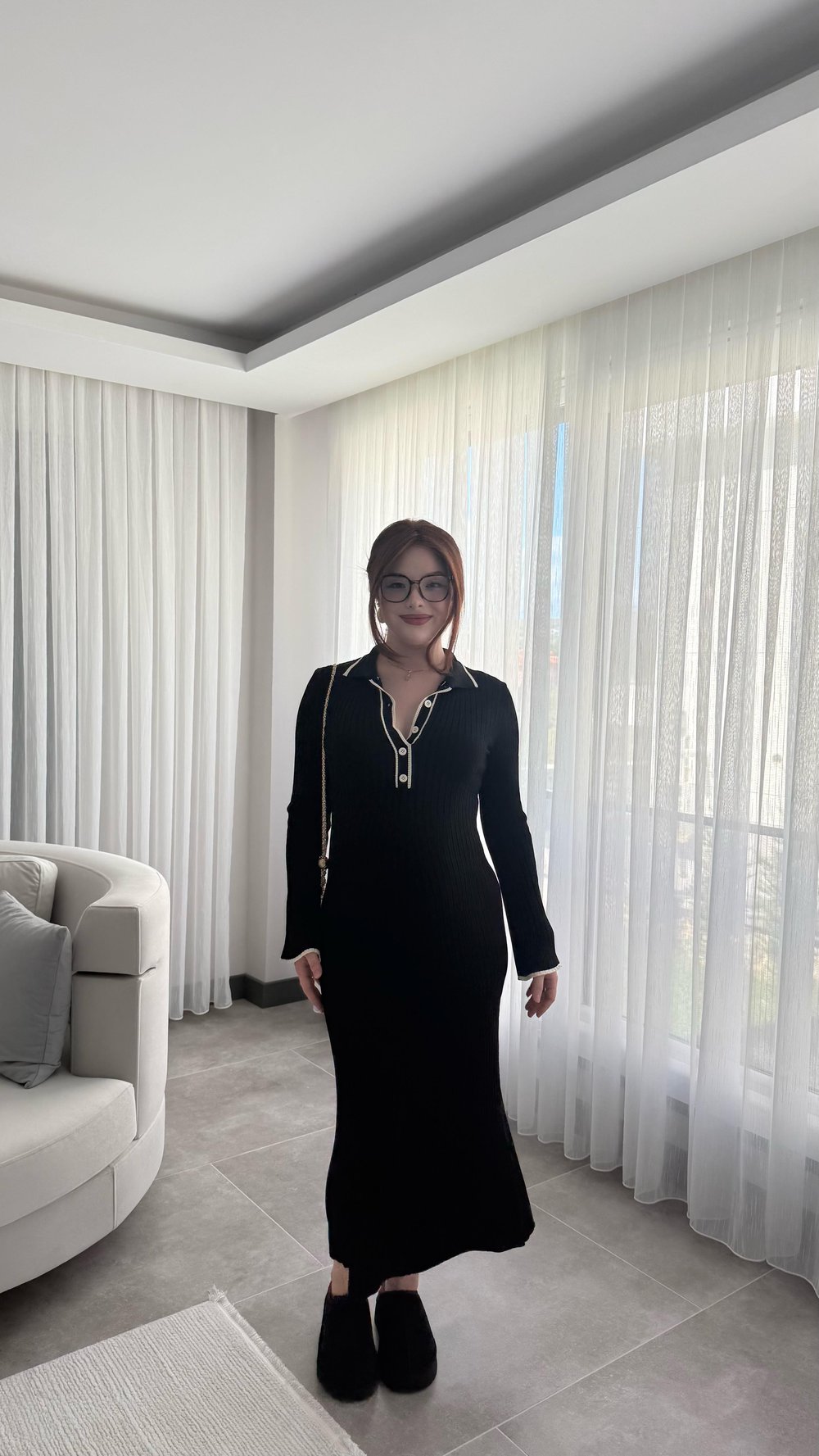 Rita Polo Yaka Triko Elbise Siyah